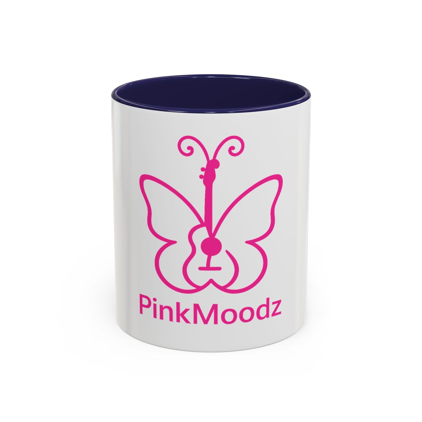 Pink Butterfly Accent Coffee Mug - 11oz & 15oz - Perfect Gift for Music Lovers