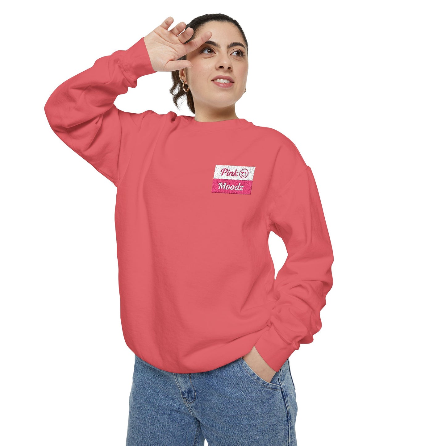 Pink Minimalist Garment-Dyed Unisex Sweatshirt