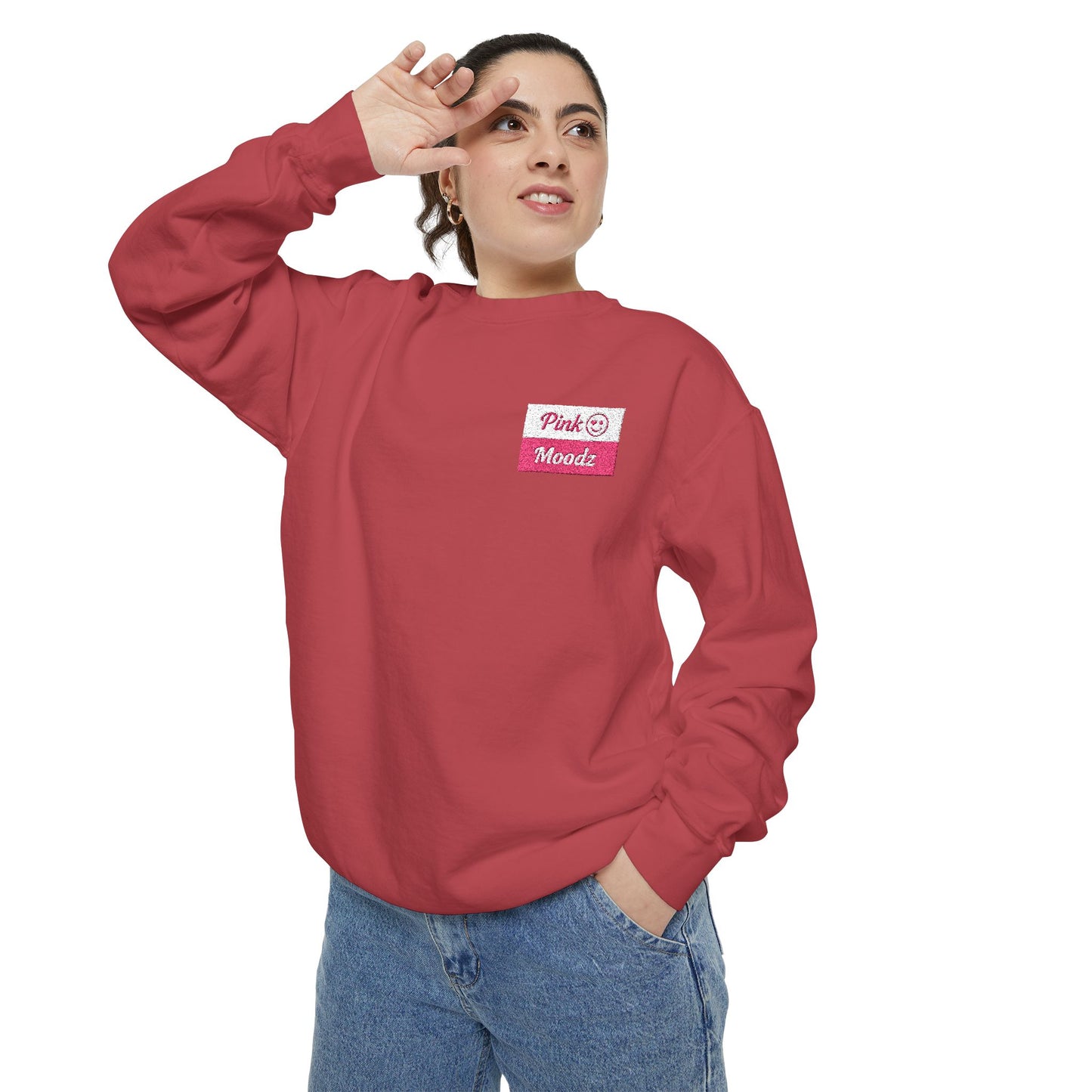 Pink Minimalist Garment-Dyed Unisex Sweatshirt
