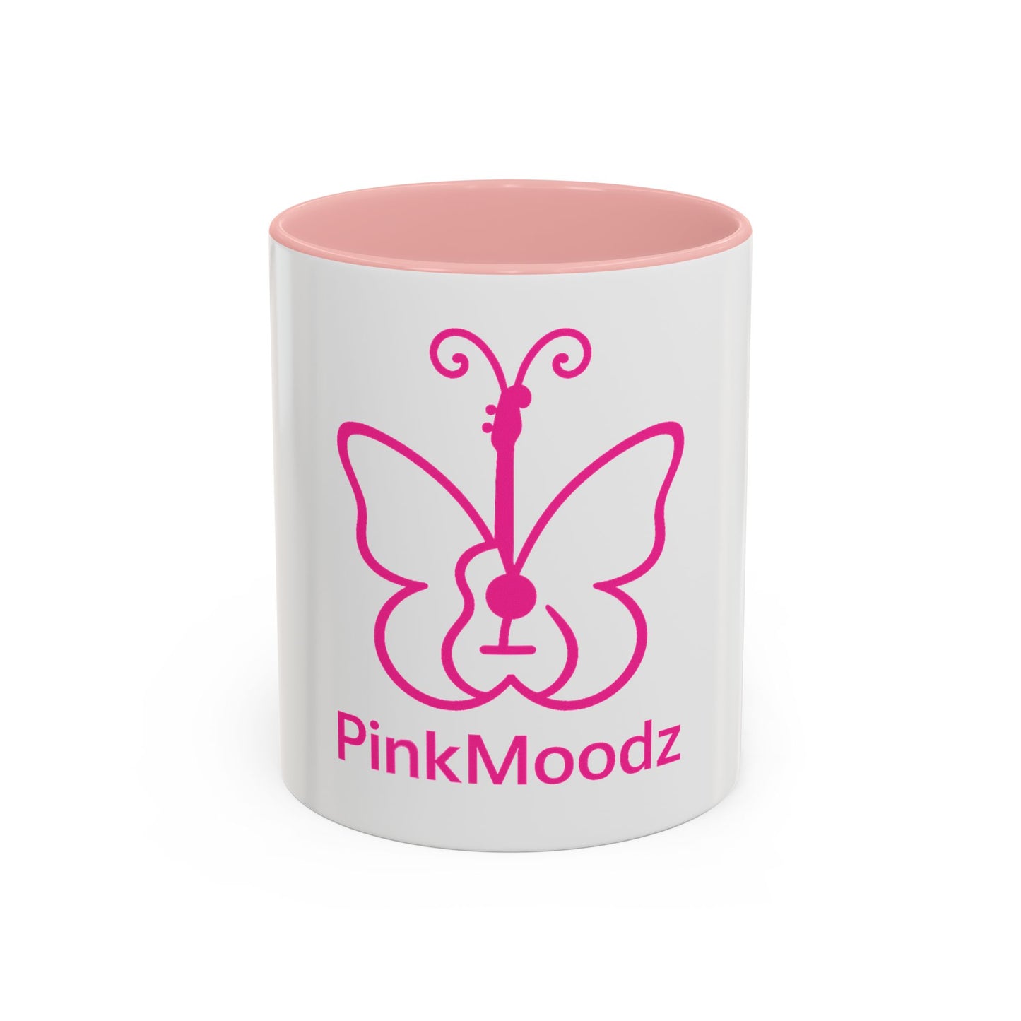 Pink Butterfly Accent Coffee Mug - 11oz & 15oz - Perfect Gift for Music Lovers