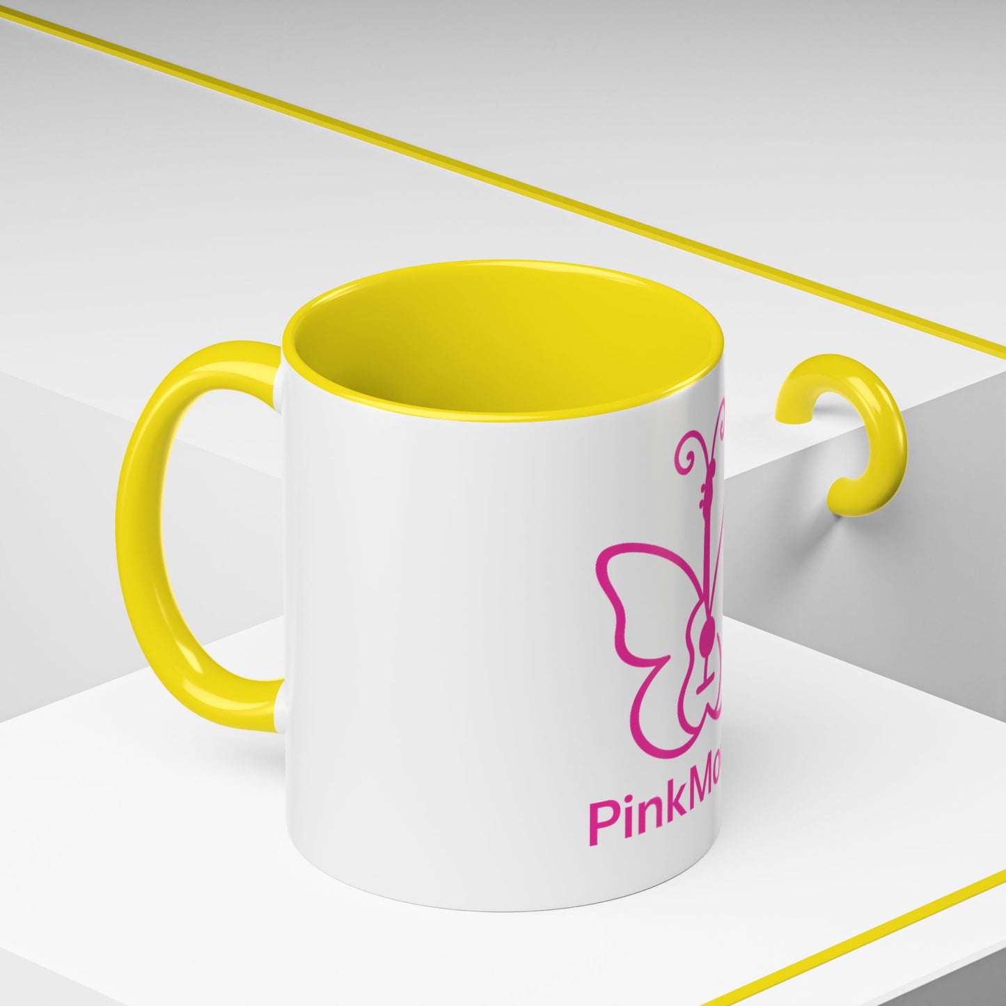 Pink Butterfly Accent Coffee Mug - 11oz & 15oz - Perfect Gift for Music Lovers