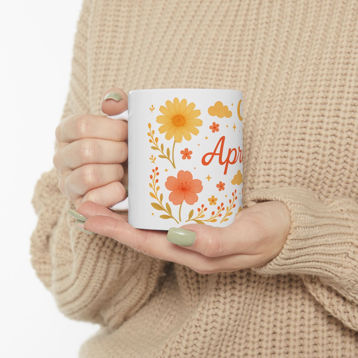 Personalized April Floral Ceramic Mug - Perfect Gift for Spring Celebrations