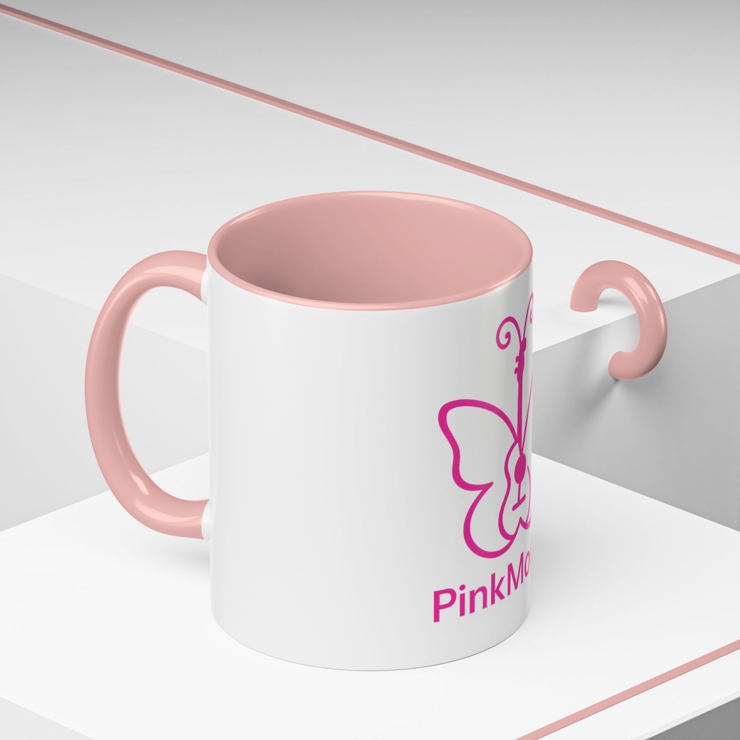 Pink Butterfly Accent Coffee Mug - 11oz & 15oz - Perfect Gift for Music Lovers