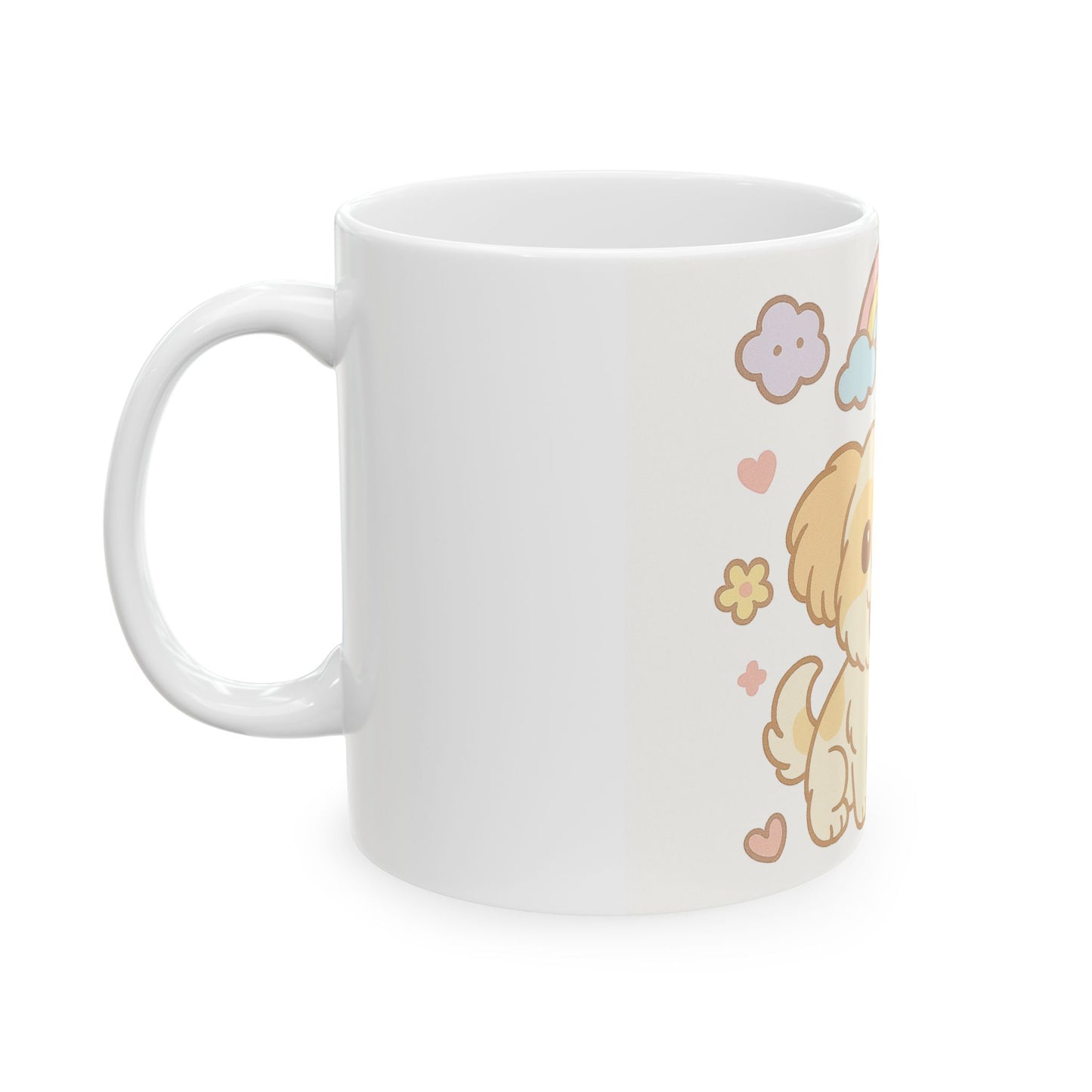 Cute Dog and Rainbow Ceramic Mug - Happy Animal Lover Cup - Perfect Gift for Pet Owners