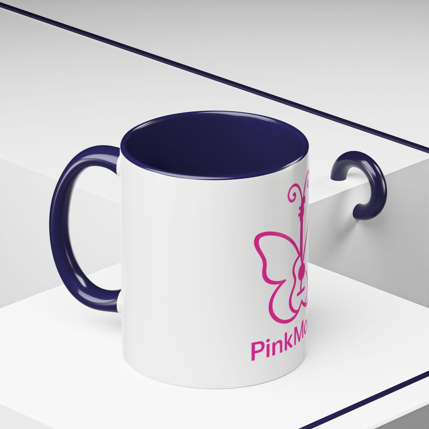 Pink Butterfly Accent Coffee Mug - 11oz & 15oz - Perfect Gift for Music Lovers