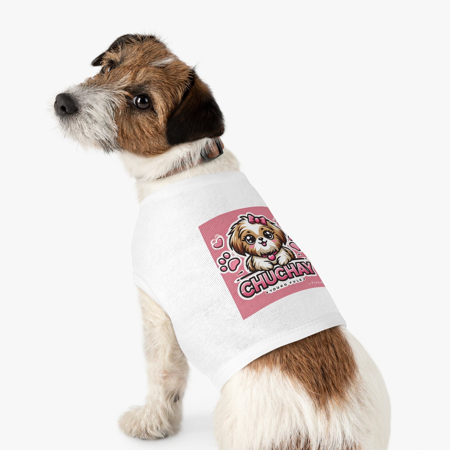 Cute Dog Tank Top - 'CHUCHAY' Pink Pet Apparel for Small Dogs