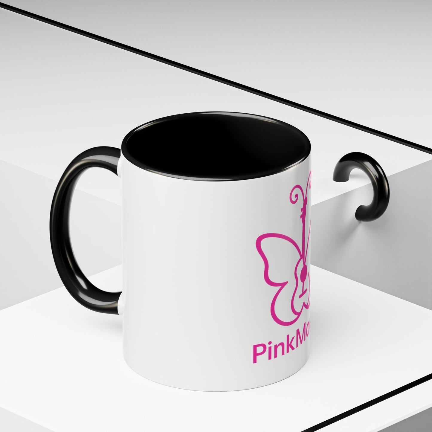 Pink Butterfly Accent Coffee Mug - 11oz & 15oz - Perfect Gift for Music Lovers