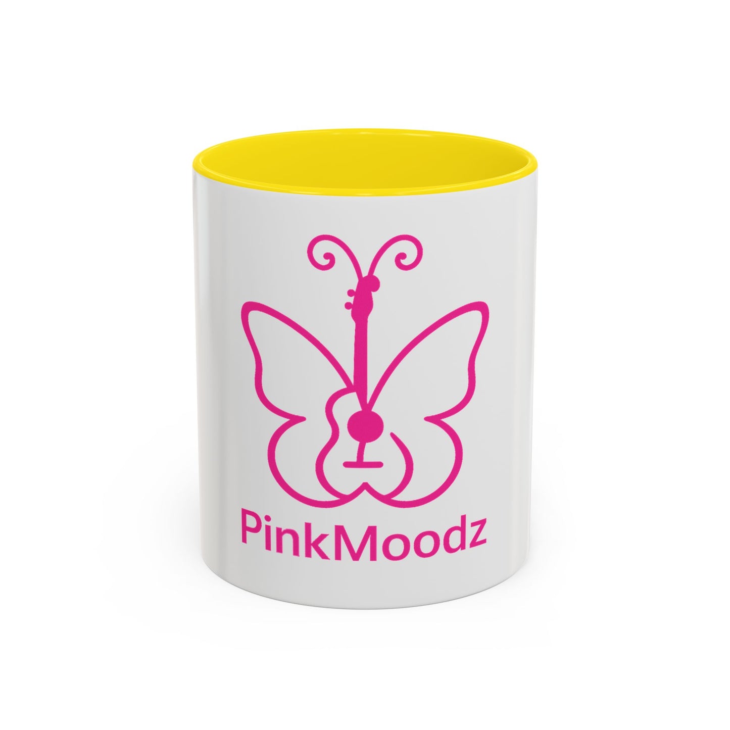 Pink Butterfly Accent Coffee Mug - 11oz & 15oz - Perfect Gift for Music Lovers