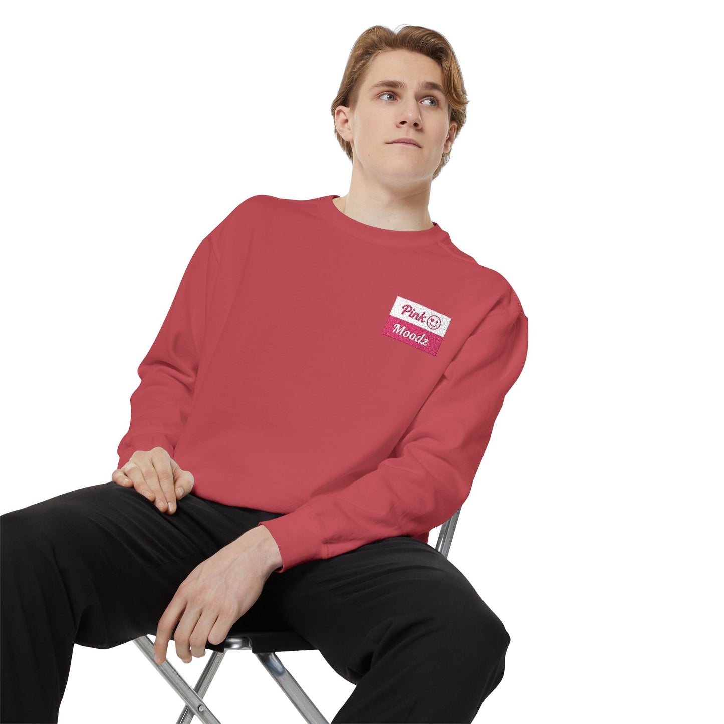 Pink Minimalist Garment-Dyed Unisex Sweatshirt