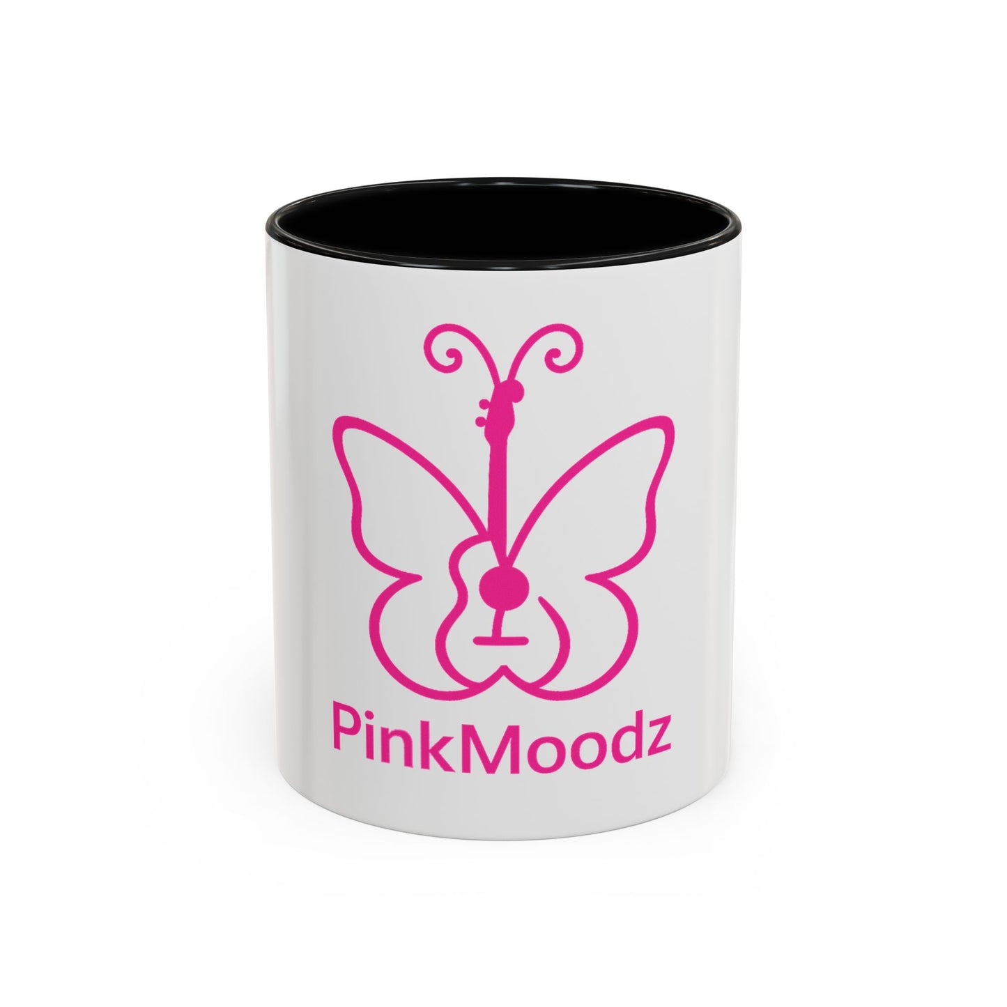 Pink Butterfly Accent Coffee Mug - 11oz & 15oz - Perfect Gift for Music Lovers