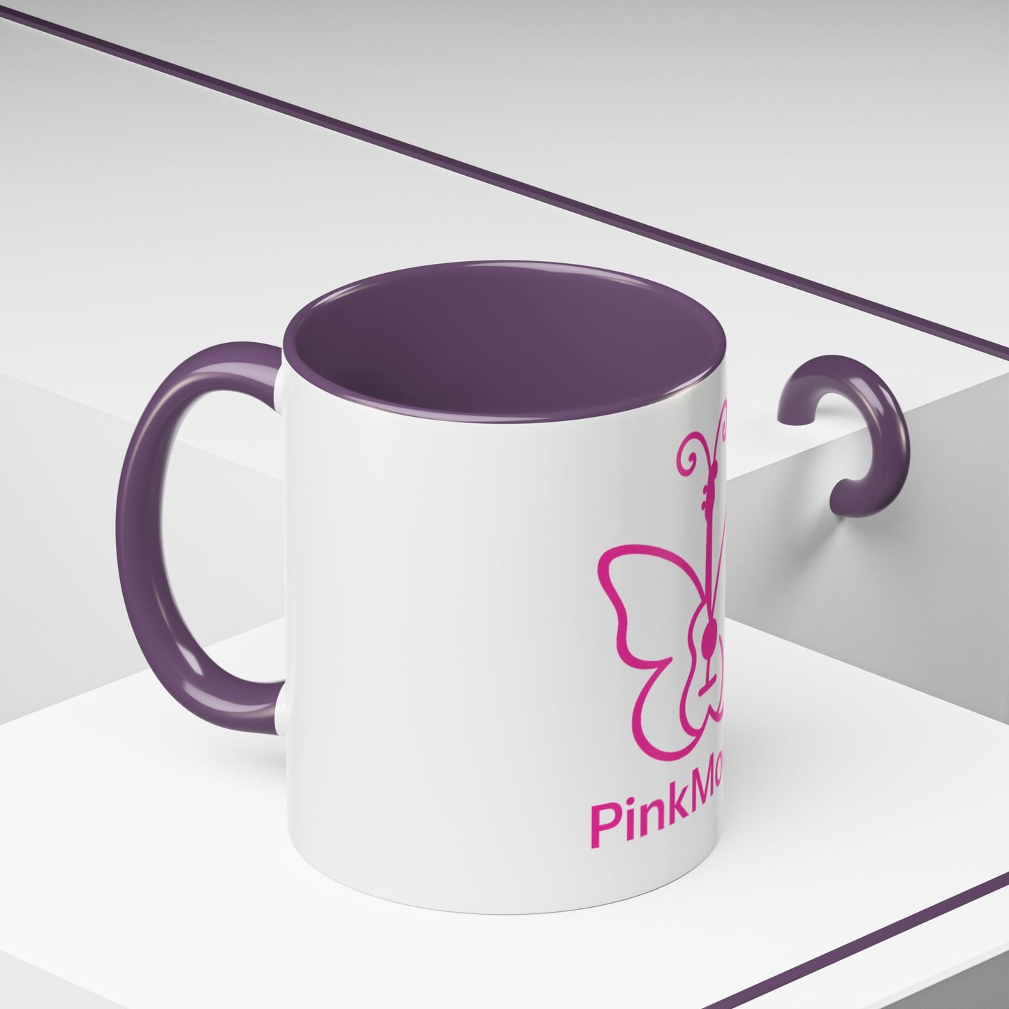 Pink Butterfly Accent Coffee Mug - 11oz & 15oz - Perfect Gift for Music Lovers