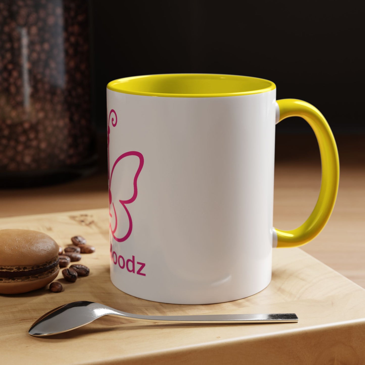 Pink Butterfly Accent Coffee Mug - 11oz & 15oz - Perfect Gift for Music Lovers
