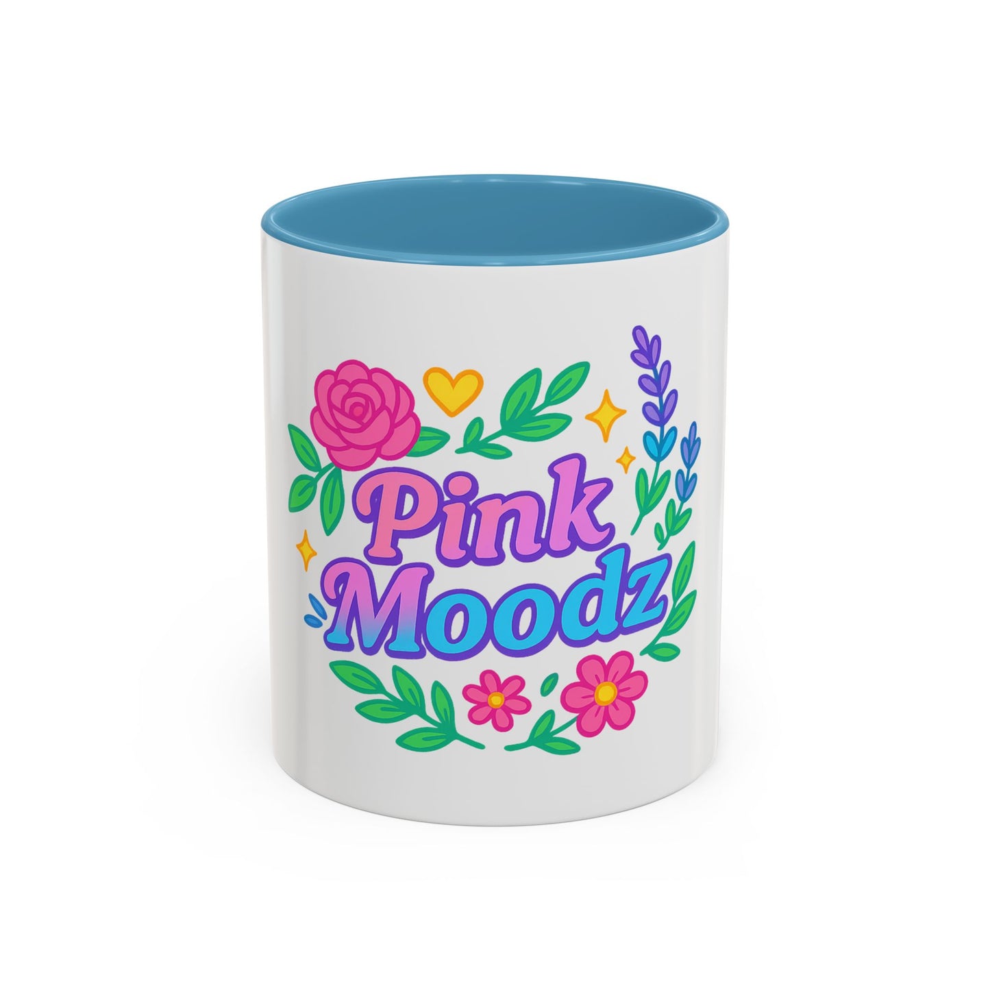 Colorful Pink Moodz Accent Coffee Mug – Cheerful Floral Design for Daily Inspiration