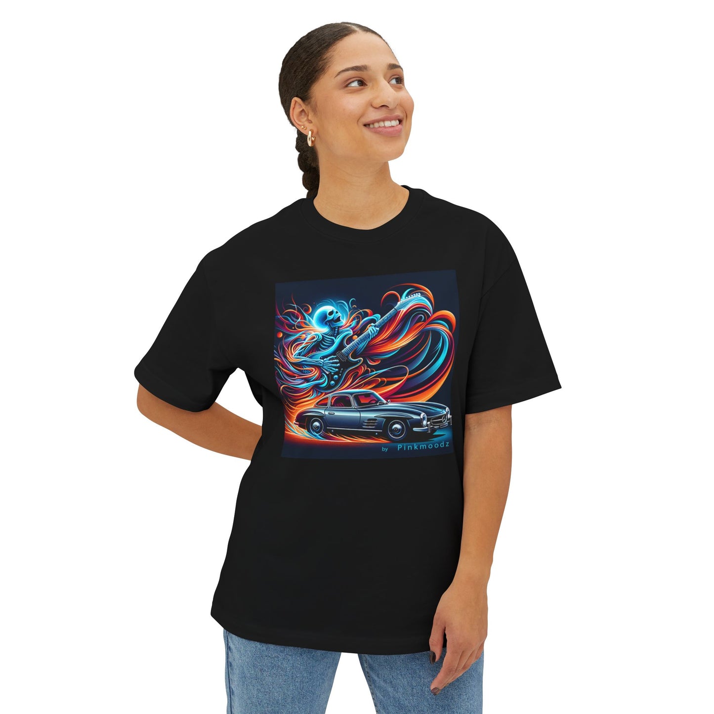 Retro Vibes Unisex Oversized Boxy Tee with Colorful Graphic Design