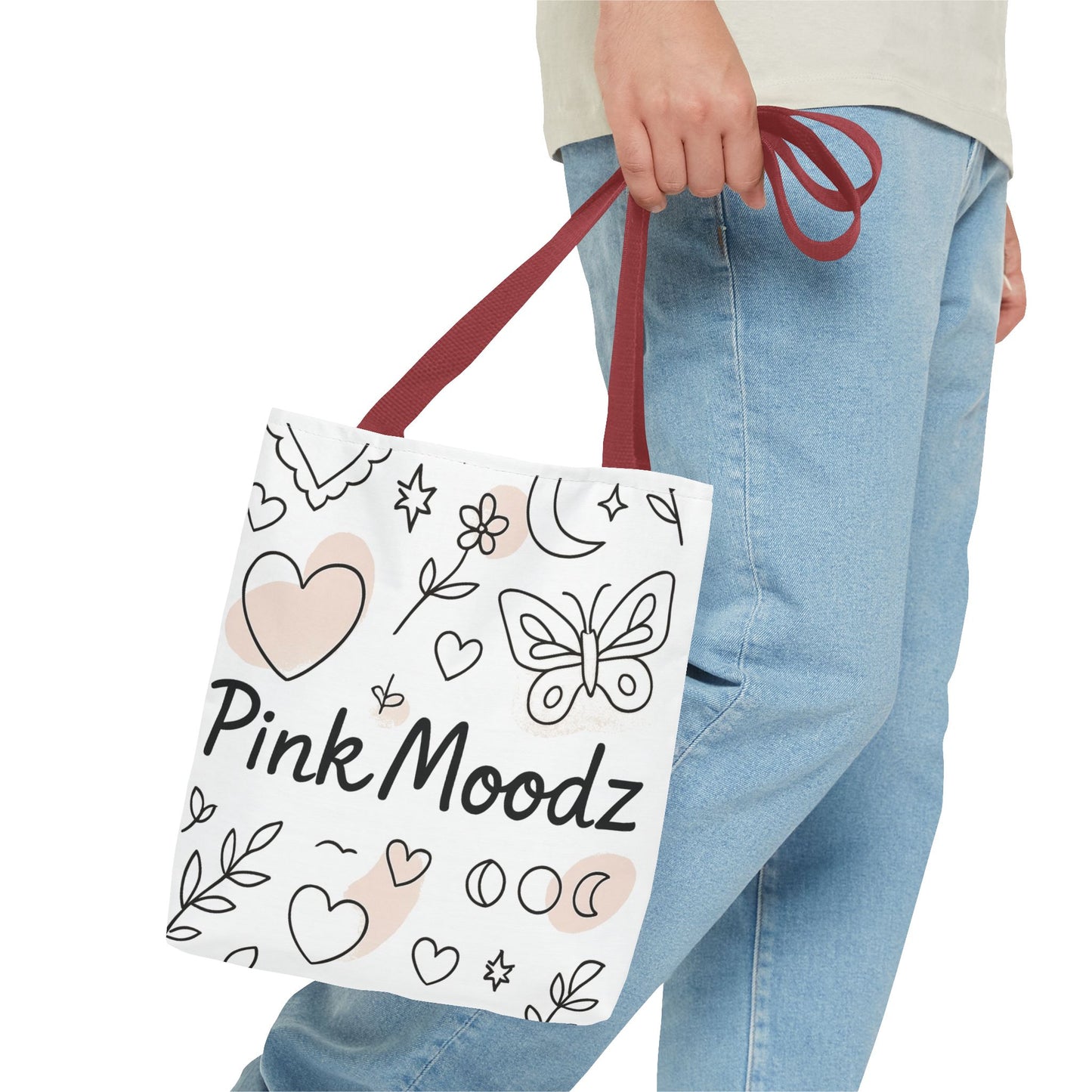 Whimsical Pink Moodz Tote Bag - Versatile Everyday Carryall for Artsy Souls