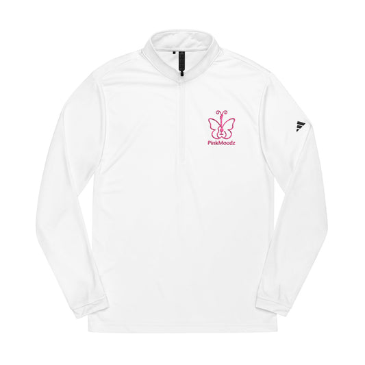 Women's adidas® Quarter-Zip Pullover - Pink Butterfly Embroidery