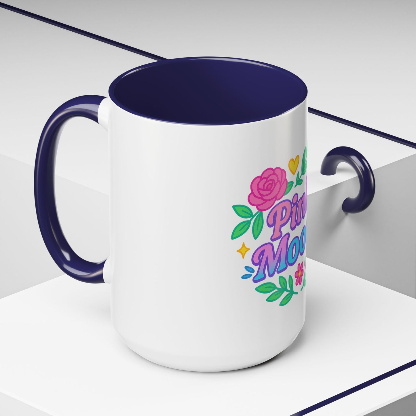 Colorful Pink Moodz Accent Coffee Mug – Cheerful Floral Design for Daily Inspiration