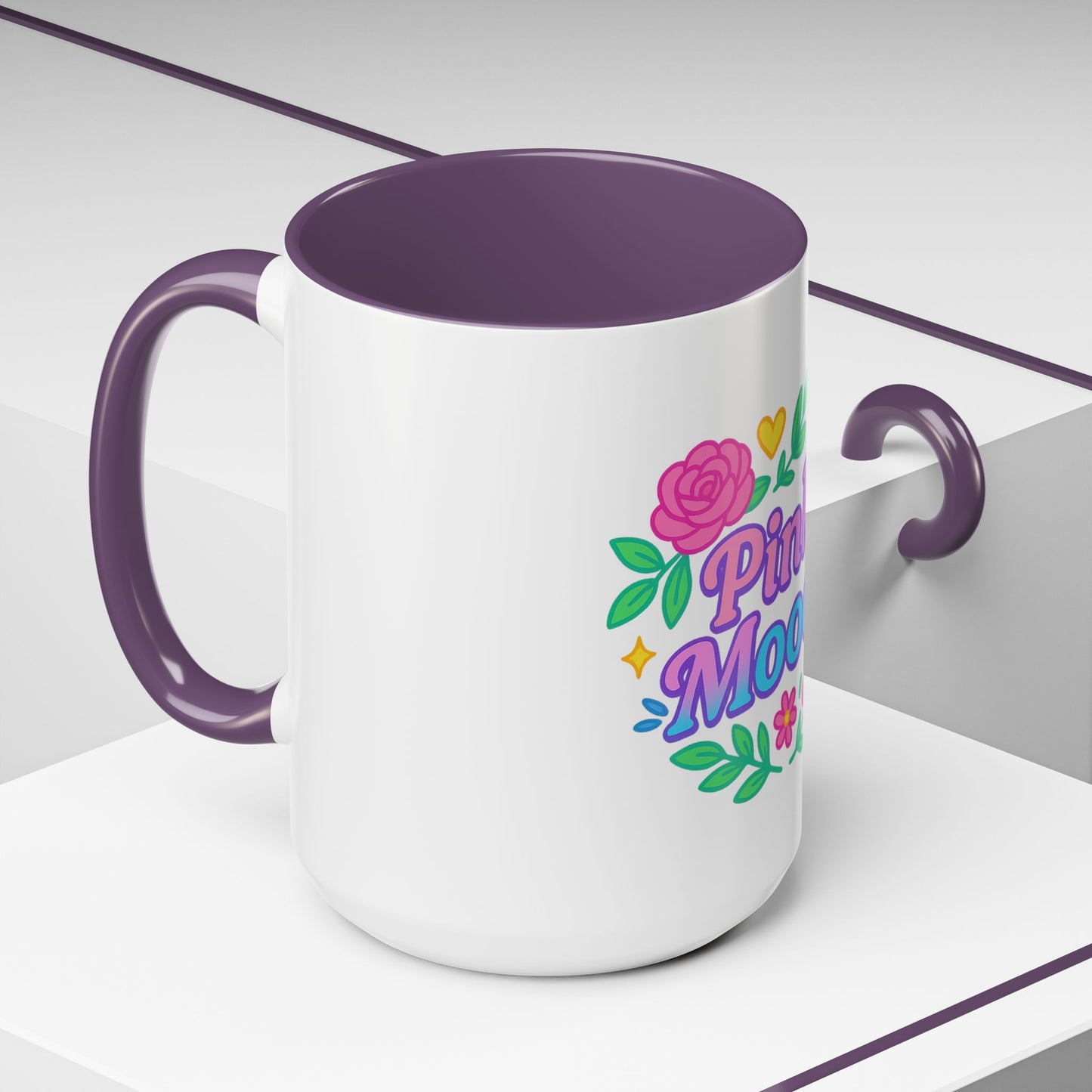 Colorful Pink Moodz Accent Coffee Mug – Cheerful Floral Design for Daily Inspiration