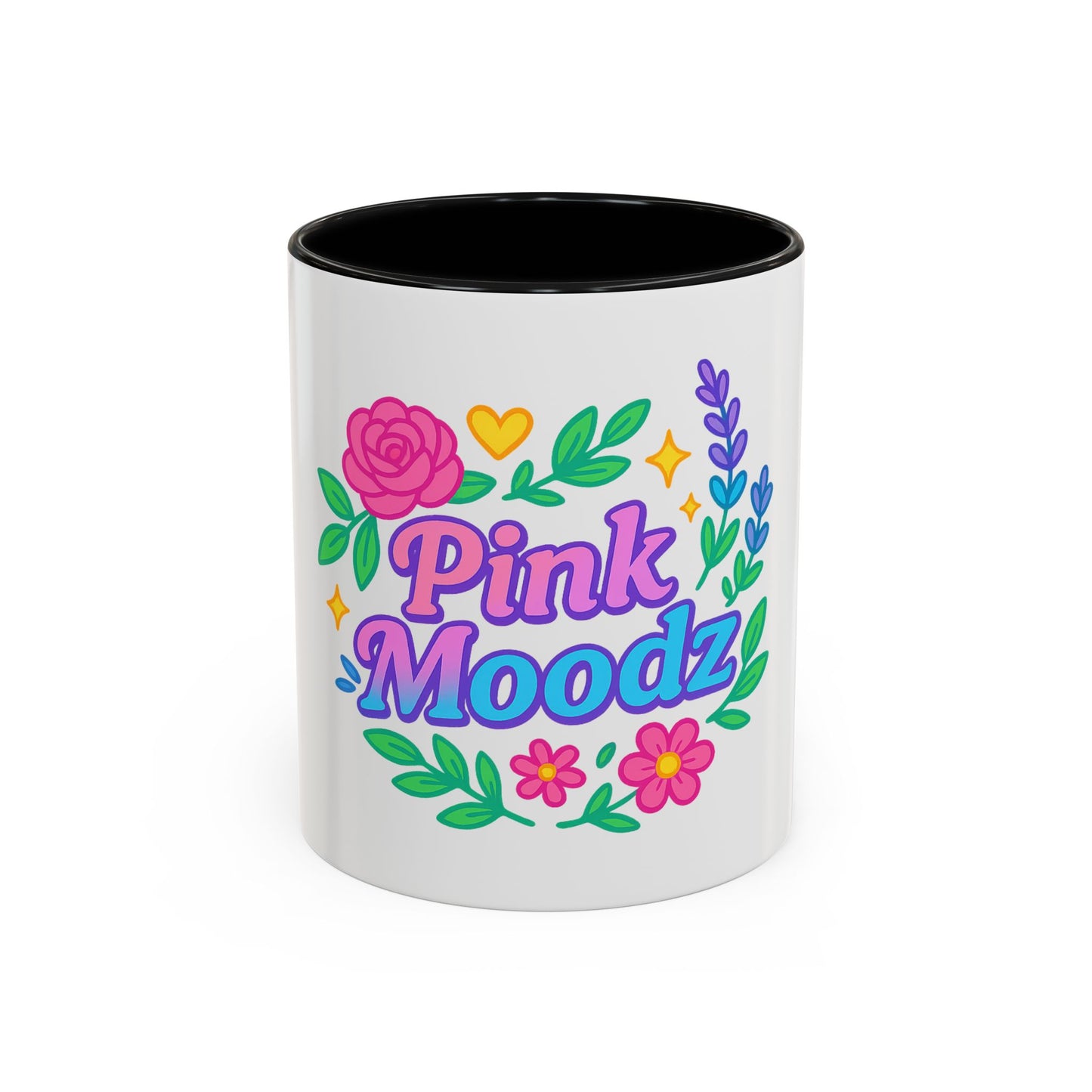 Colorful Pink Moodz Accent Coffee Mug – Cheerful Floral Design for Daily Inspiration
