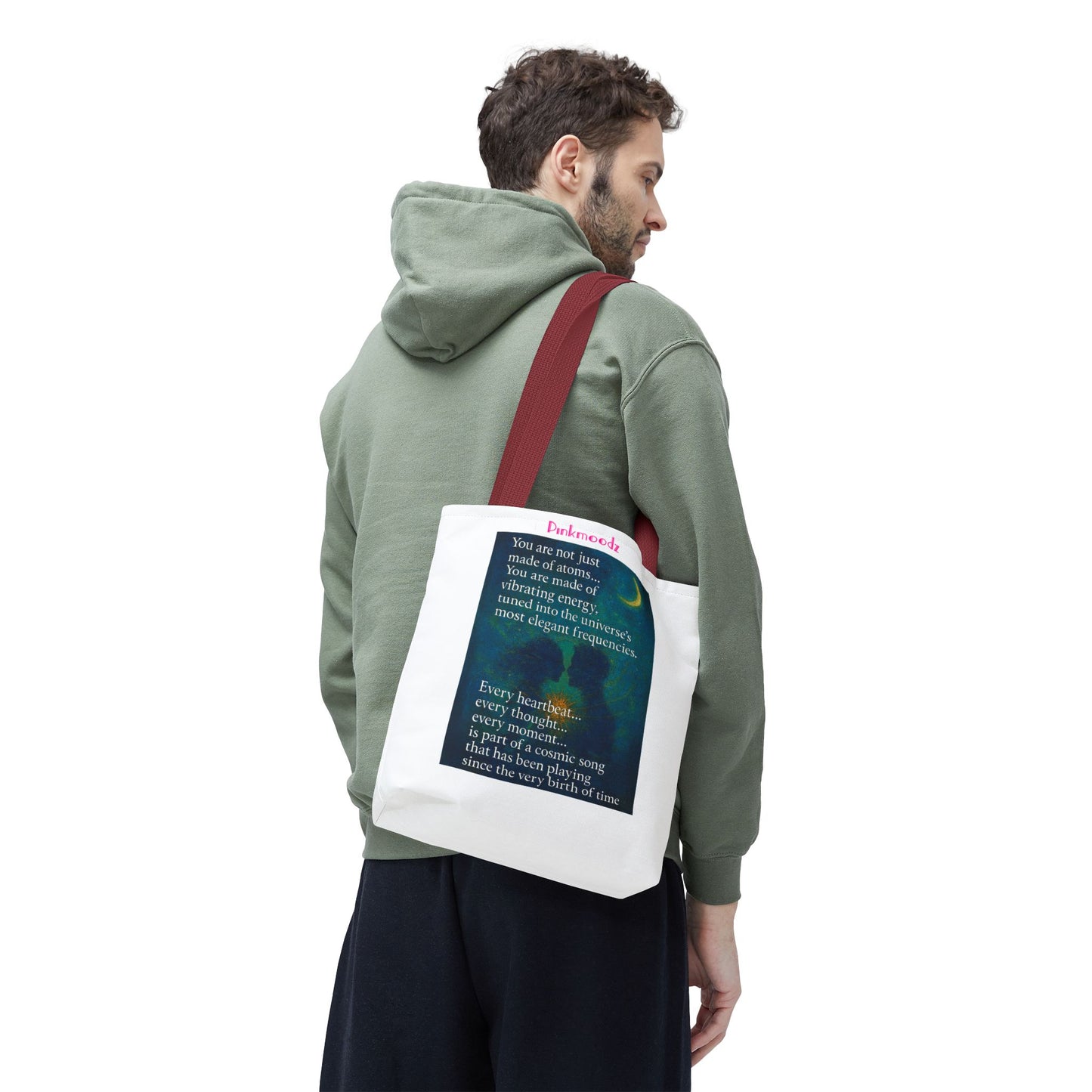 Cosmic Energy Tote Bag | Art Print Bag, Inspirational Gift, Eco-Friendly Reusable Tote, Affirmation Bag, Unique Shopping Tote