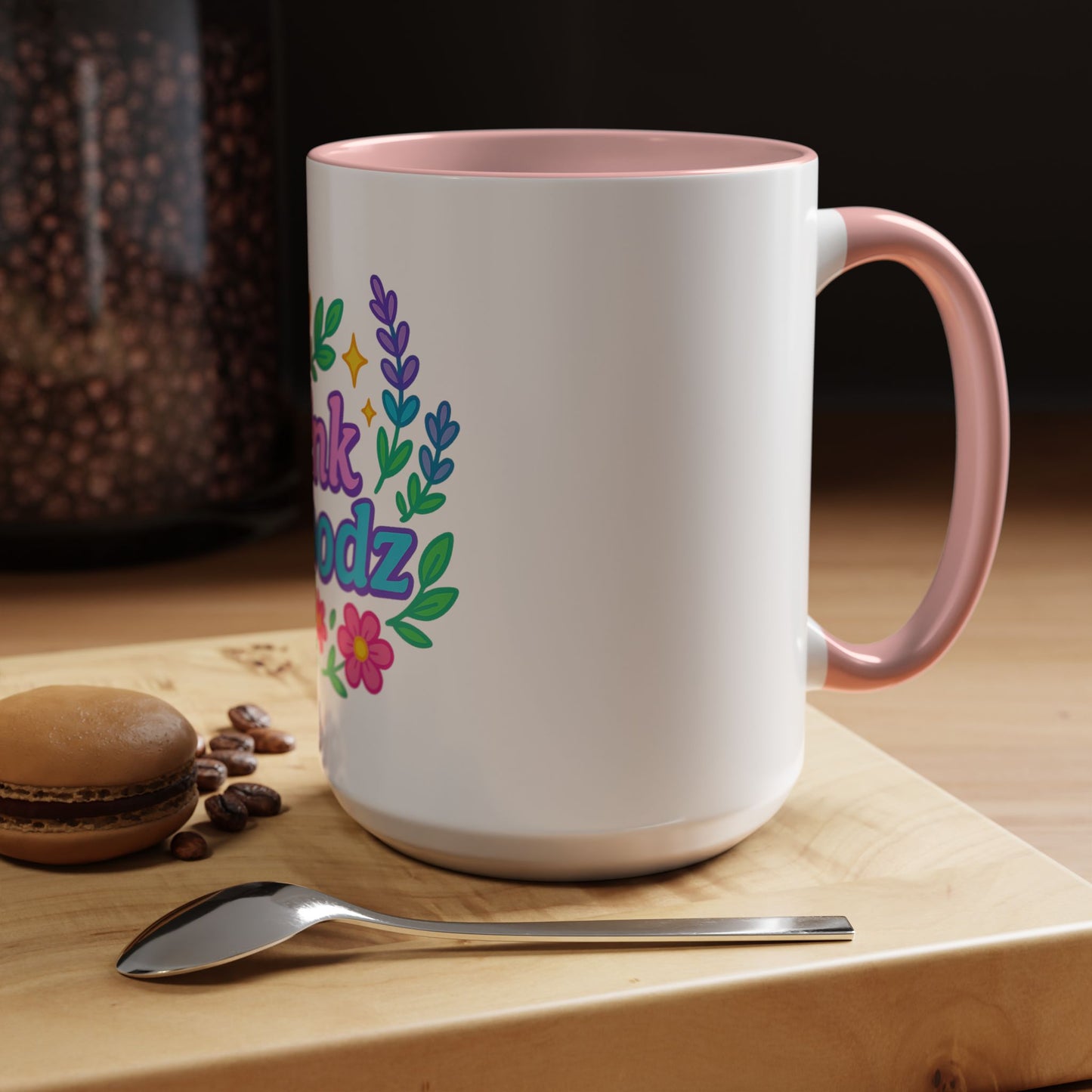 Colorful Pink Moodz Accent Coffee Mug – Cheerful Floral Design for Daily Inspiration