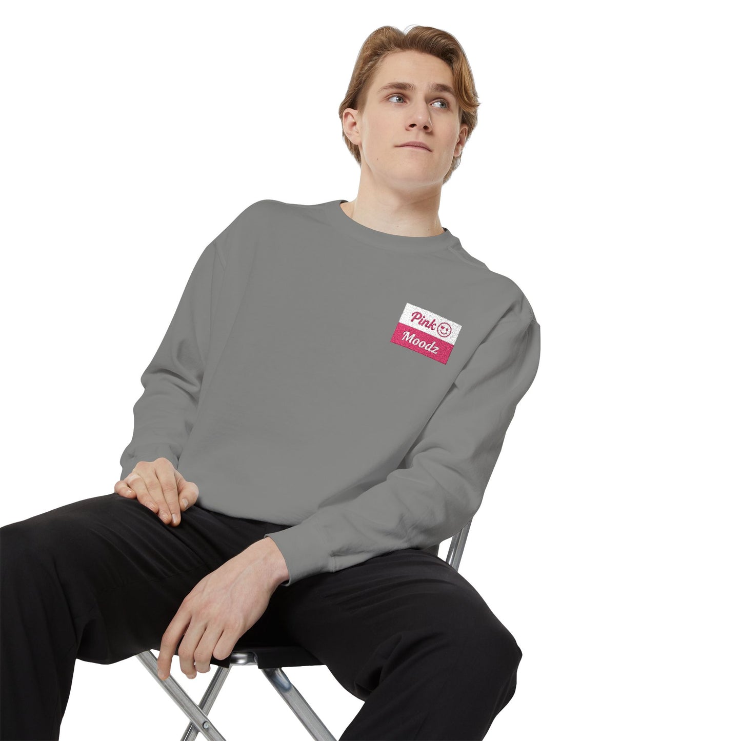 Pink Minimalist Garment-Dyed Unisex Sweatshirt