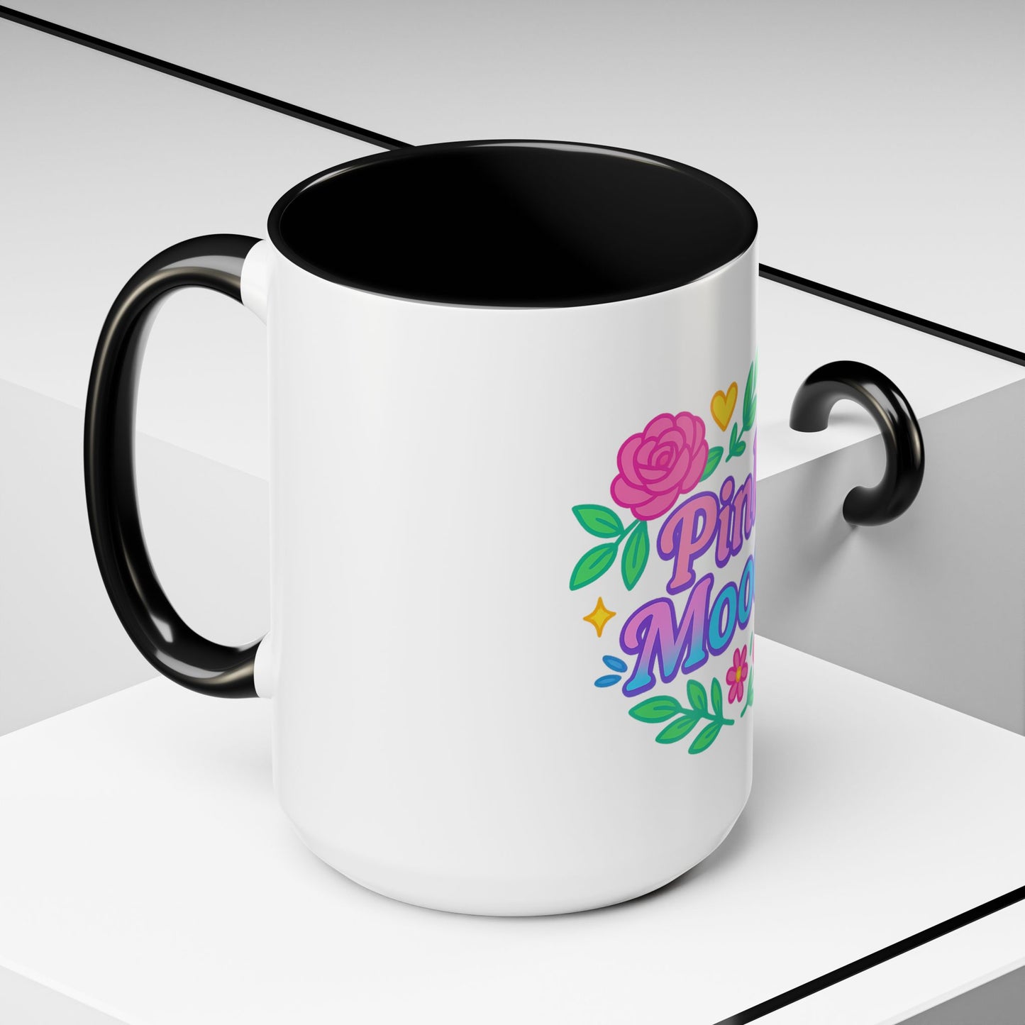Colorful Pink Moodz Accent Coffee Mug – Cheerful Floral Design for Daily Inspiration