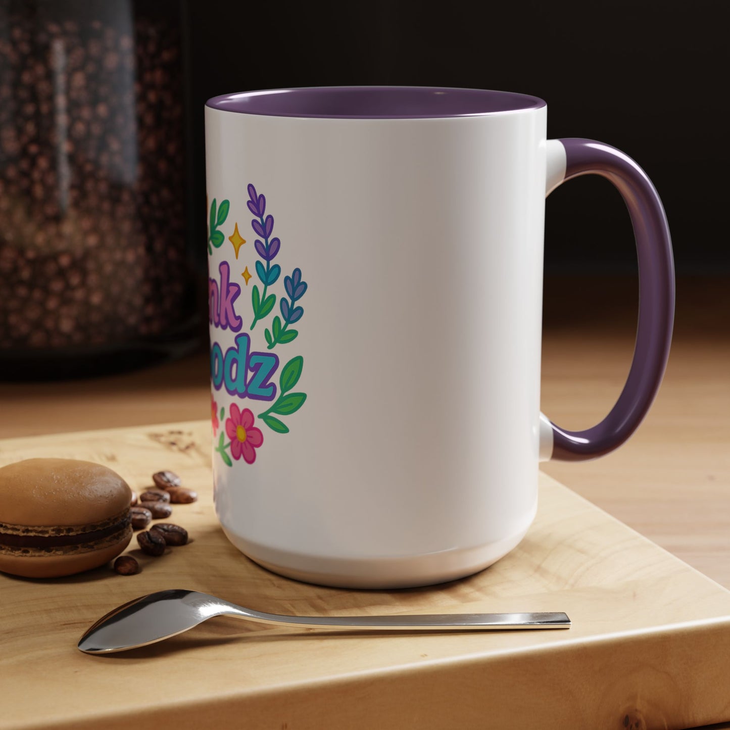 Colorful Pink Moodz Accent Coffee Mug – Cheerful Floral Design for Daily Inspiration
