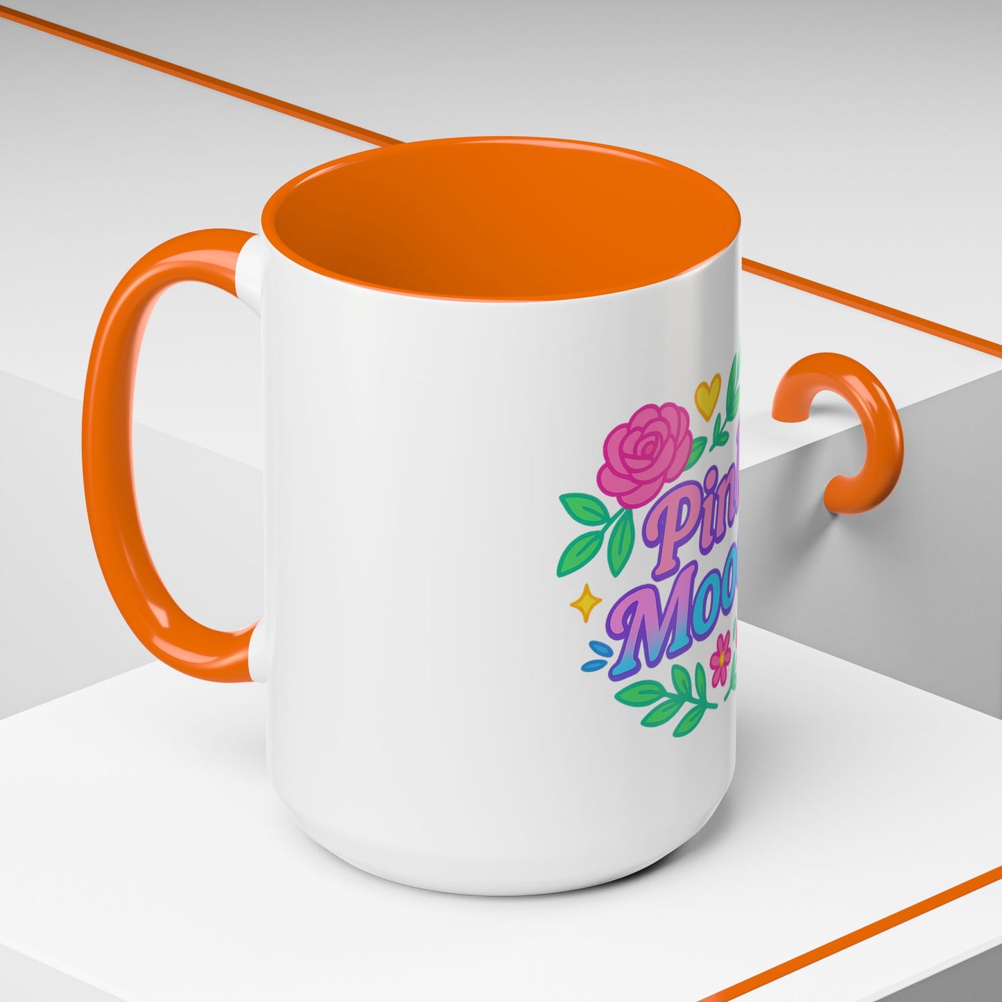 Colorful Pink Moodz Accent Coffee Mug – Cheerful Floral Design for Daily Inspiration