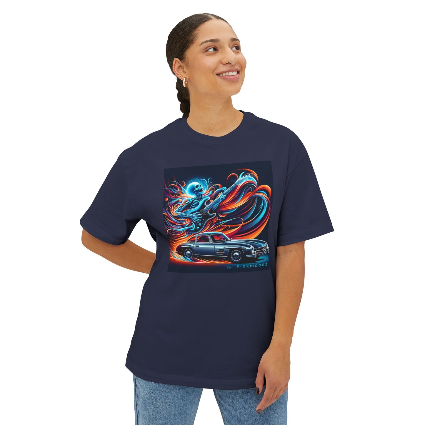 Retro Vibes Unisex Oversized Boxy Tee with Colorful Graphic Design