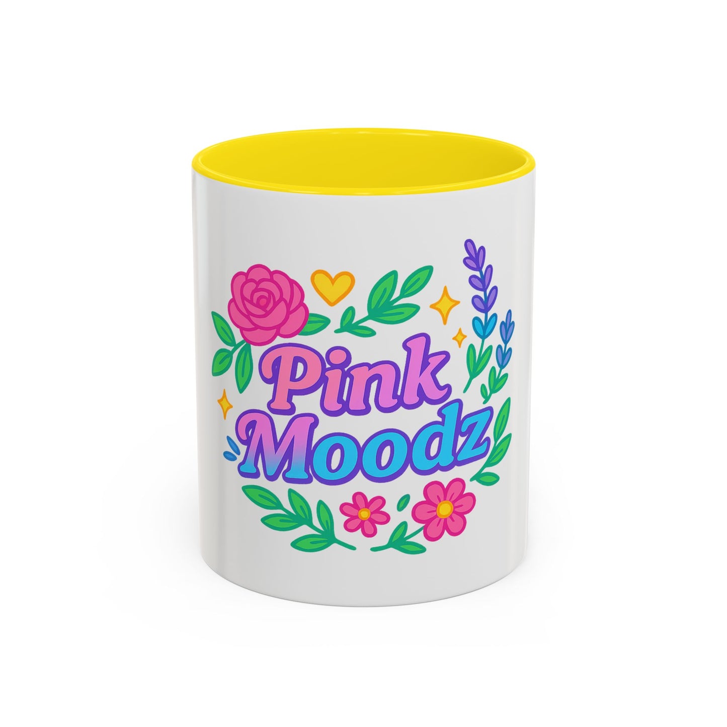 Colorful Pink Moodz Accent Coffee Mug – Cheerful Floral Design for Daily Inspiration