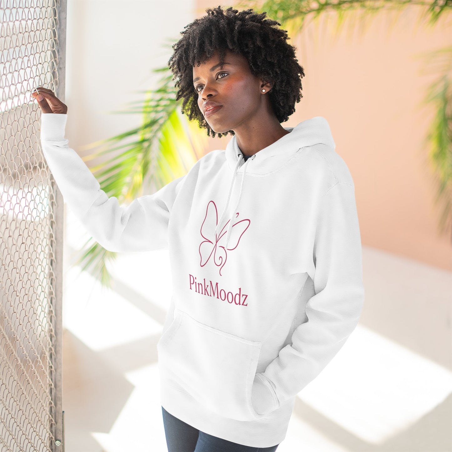 Butterfly Design Fleece Hoodie - PinkMoodz Cozy Wear