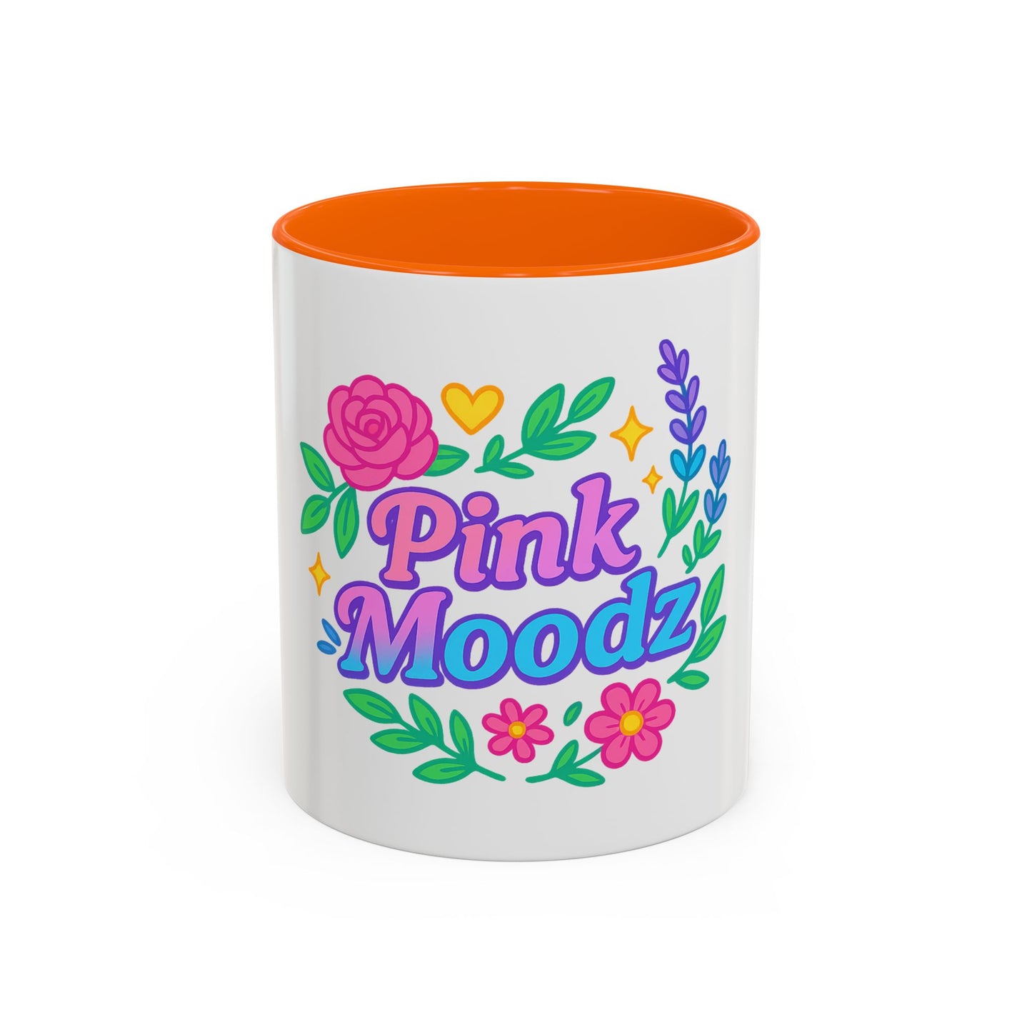 Colorful Pink Moodz Accent Coffee Mug – Cheerful Floral Design for Daily Inspiration