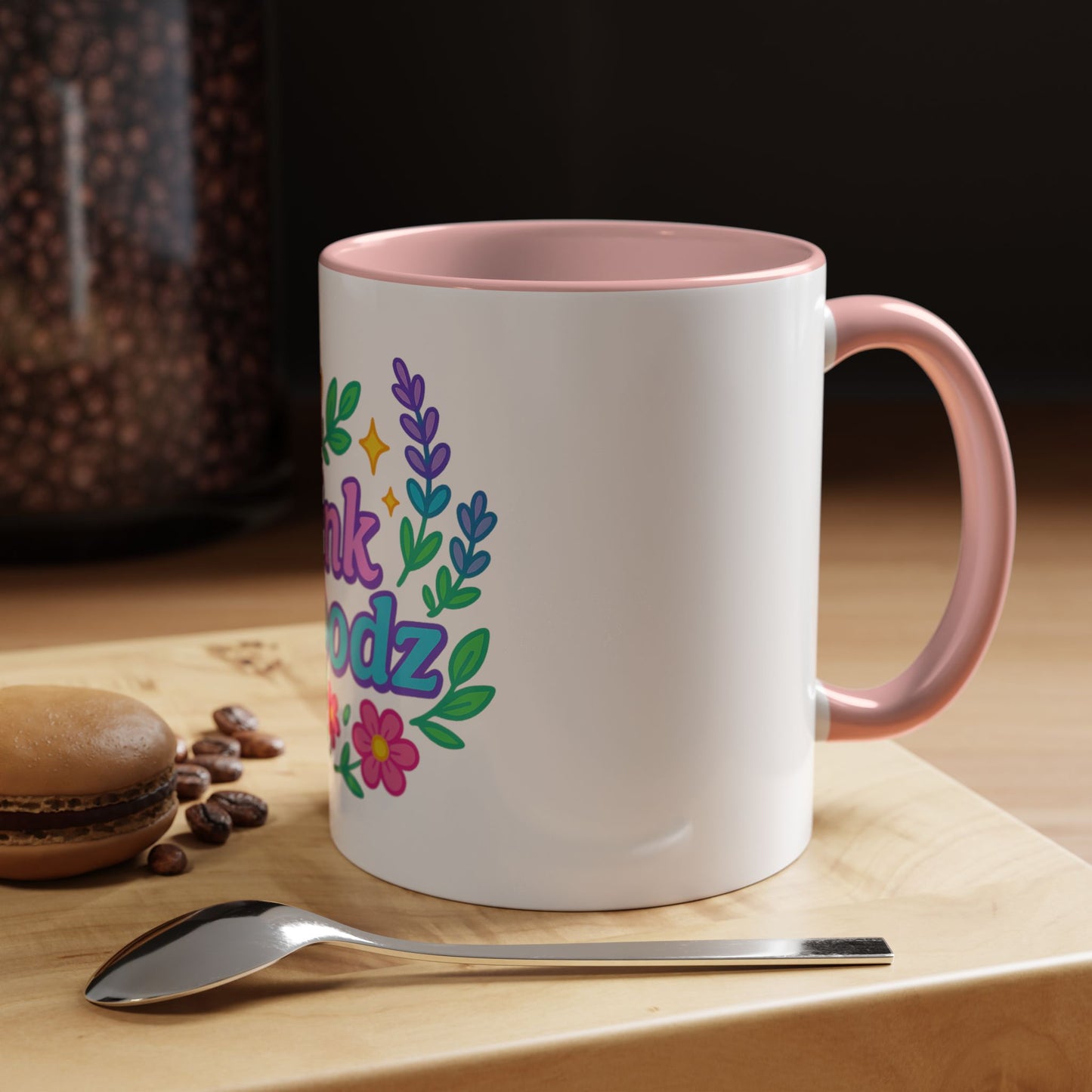 Colorful Pink Moodz Accent Coffee Mug – Cheerful Floral Design for Daily Inspiration