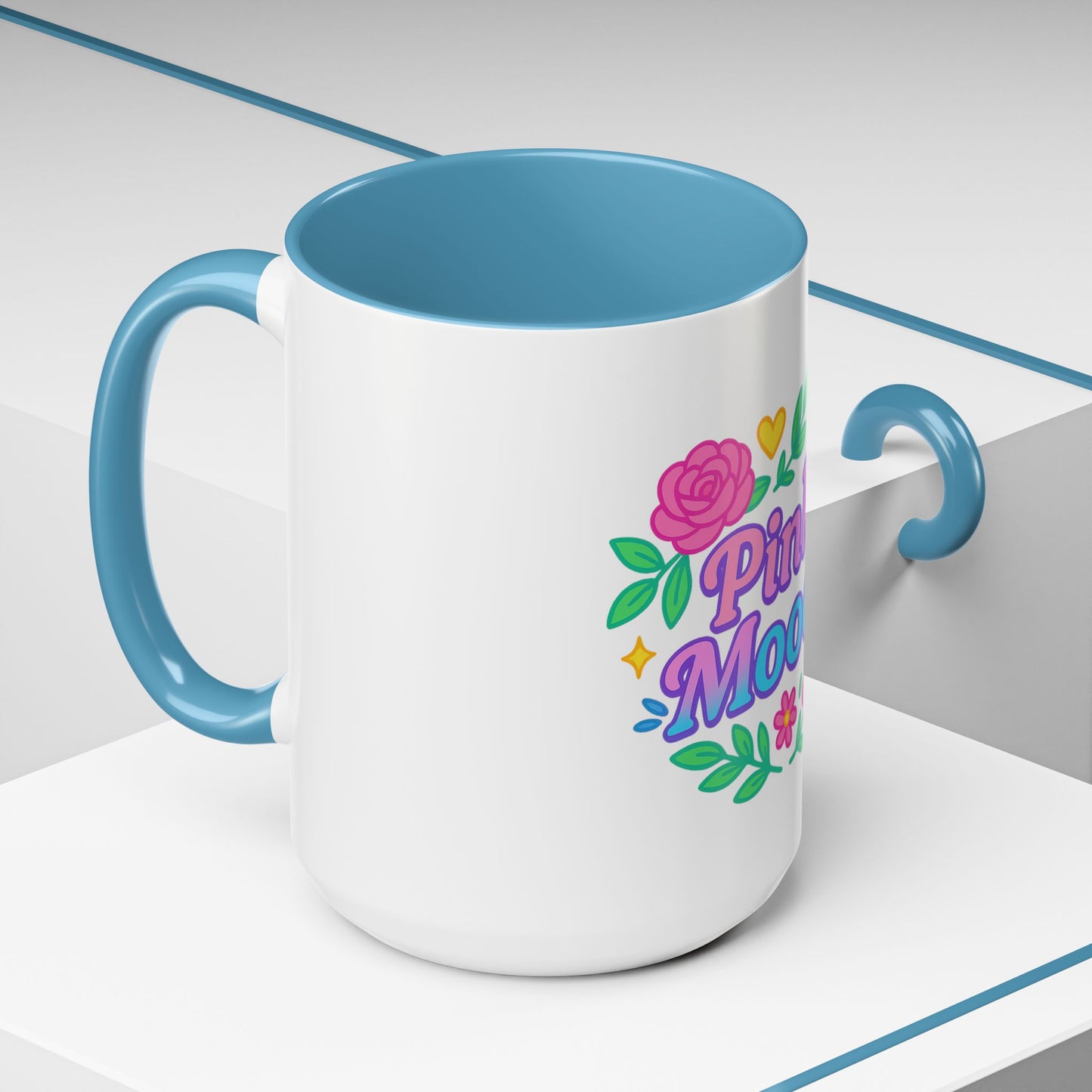 Colorful Pink Moodz Accent Coffee Mug – Cheerful Floral Design for Daily Inspiration
