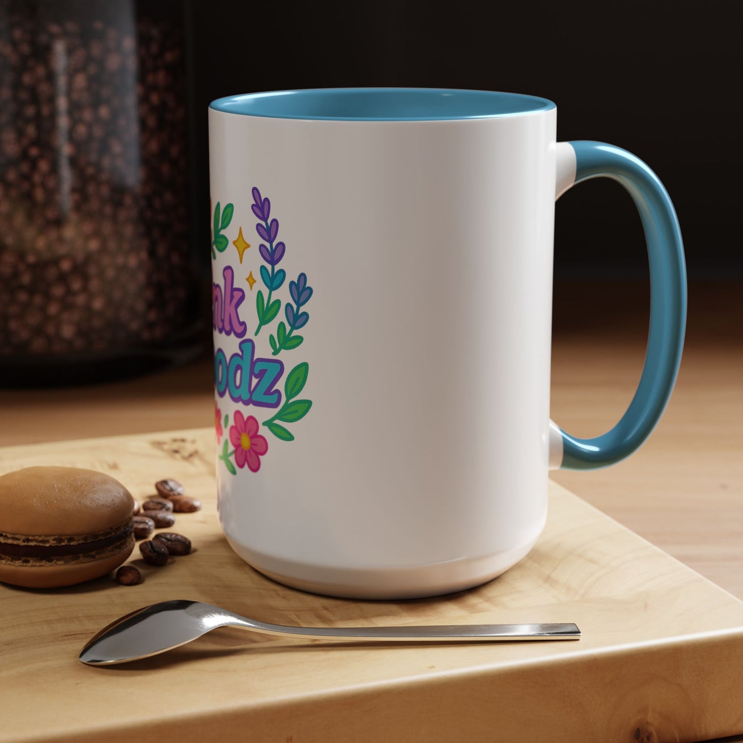 Colorful Pink Moodz Accent Coffee Mug – Cheerful Floral Design for Daily Inspiration