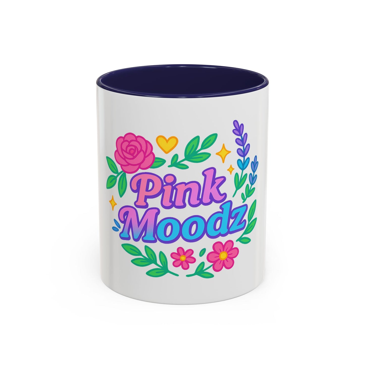 Colorful Pink Moodz Accent Coffee Mug – Cheerful Floral Design for Daily Inspiration