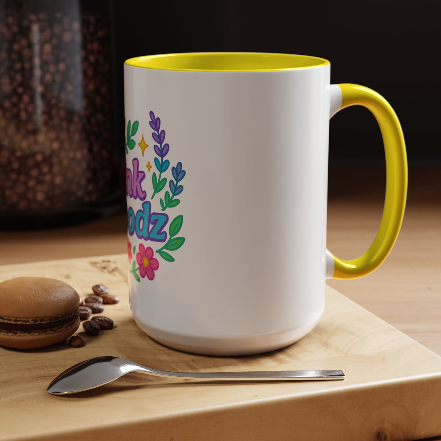 Colorful Pink Moodz Accent Coffee Mug – Cheerful Floral Design for Daily Inspiration