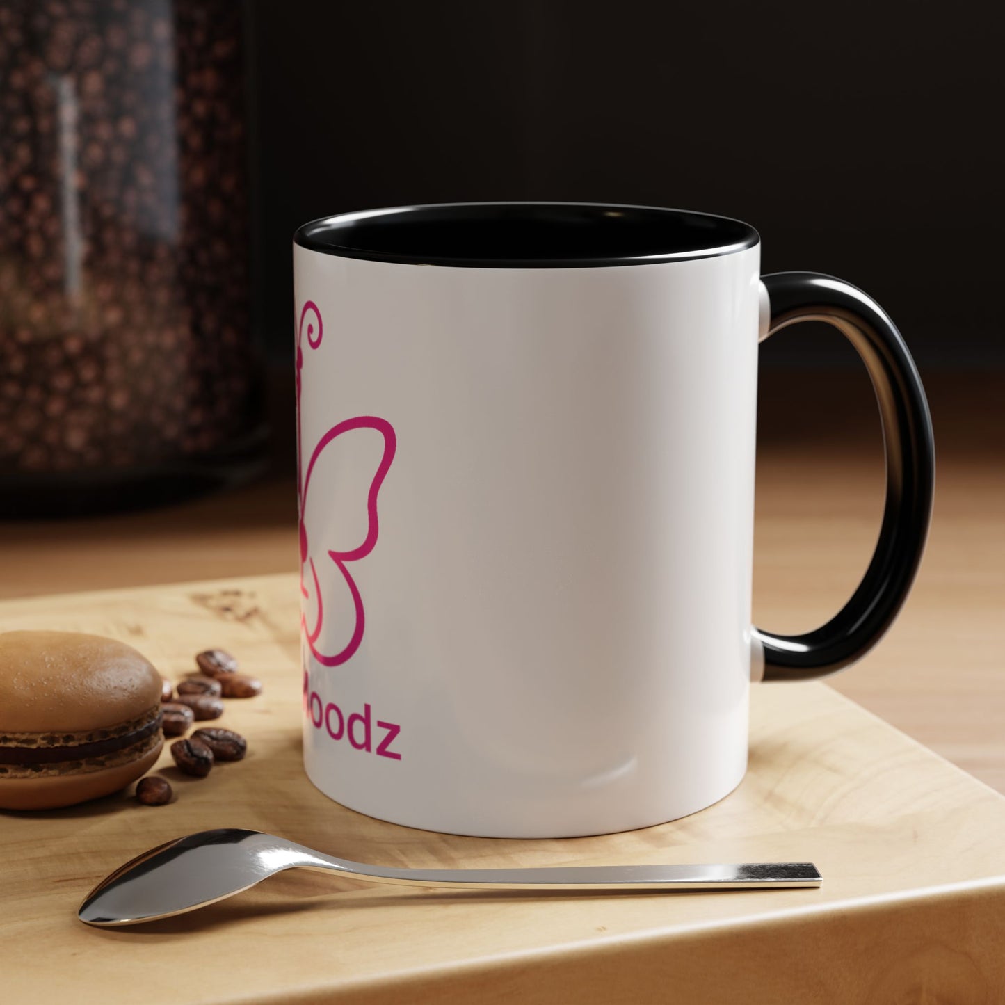 Pink Butterfly Accent Coffee Mug - 11oz & 15oz - Perfect Gift for Music Lovers