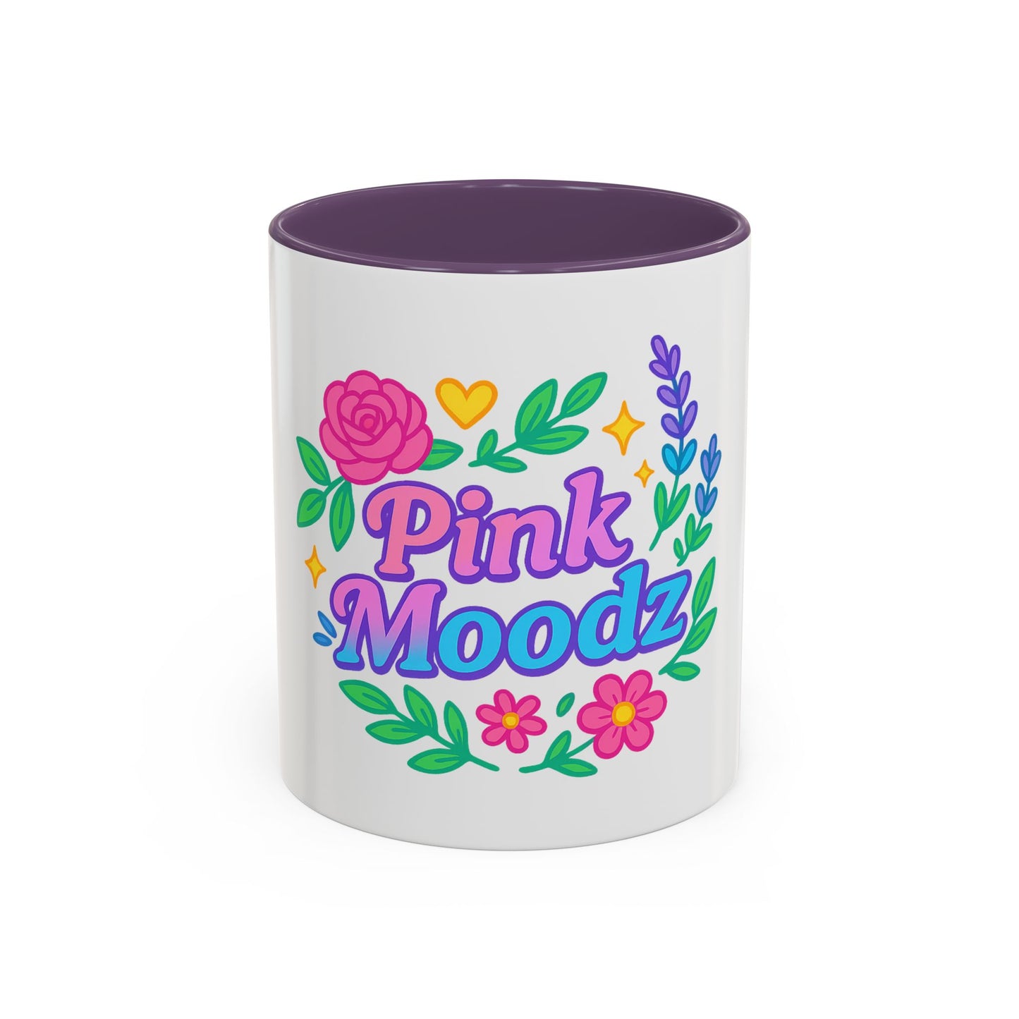 Colorful Pink Moodz Accent Coffee Mug – Cheerful Floral Design for Daily Inspiration