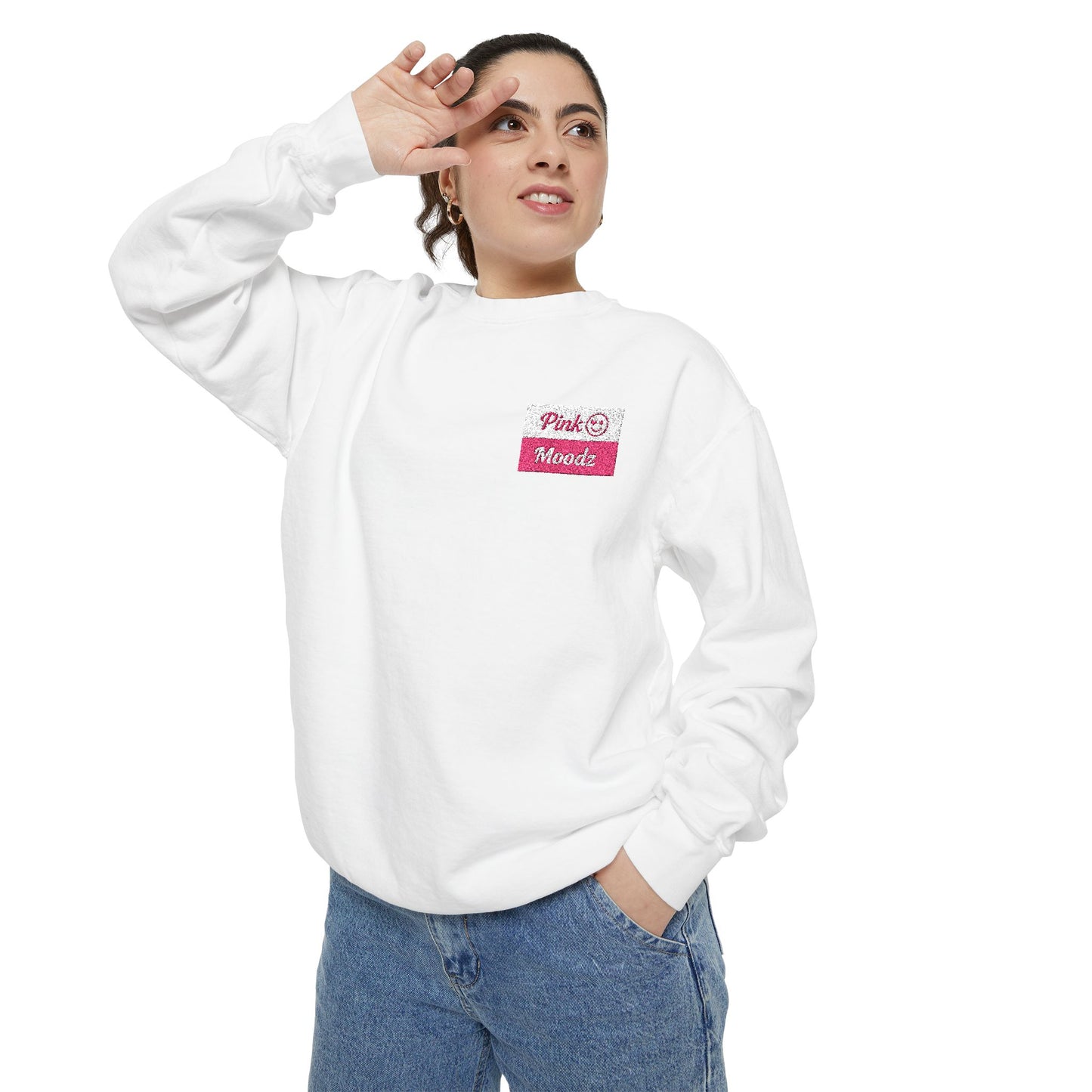 Pink Minimalist Garment-Dyed Unisex Sweatshirt