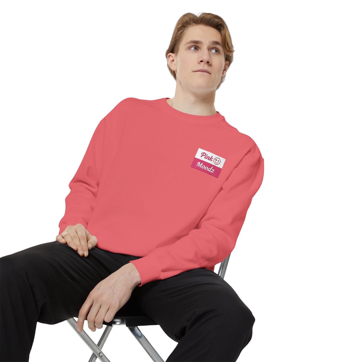 Pink Minimalist Garment-Dyed Unisex Sweatshirt