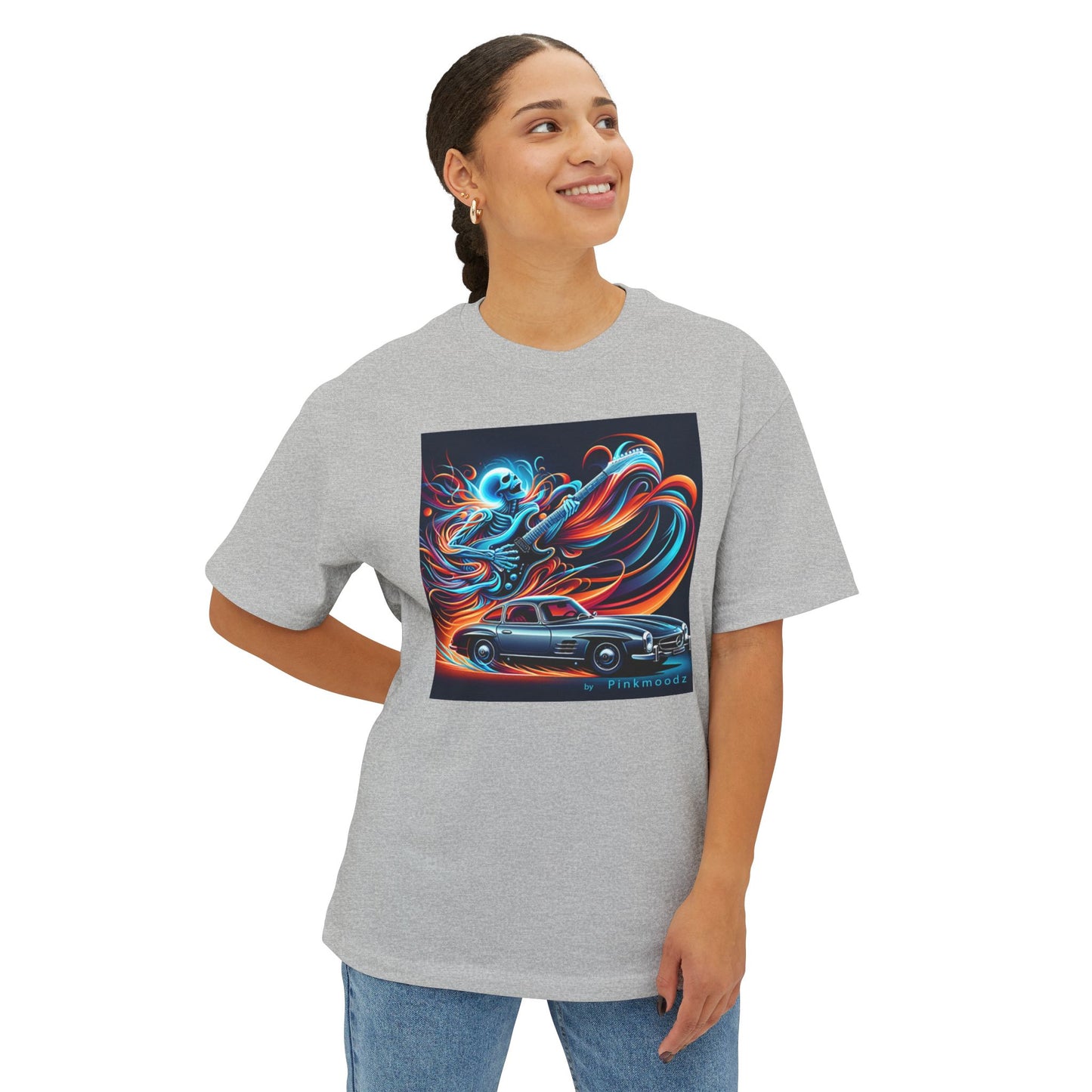 Retro Vibes Unisex Oversized Boxy Tee with Colorful Graphic Design