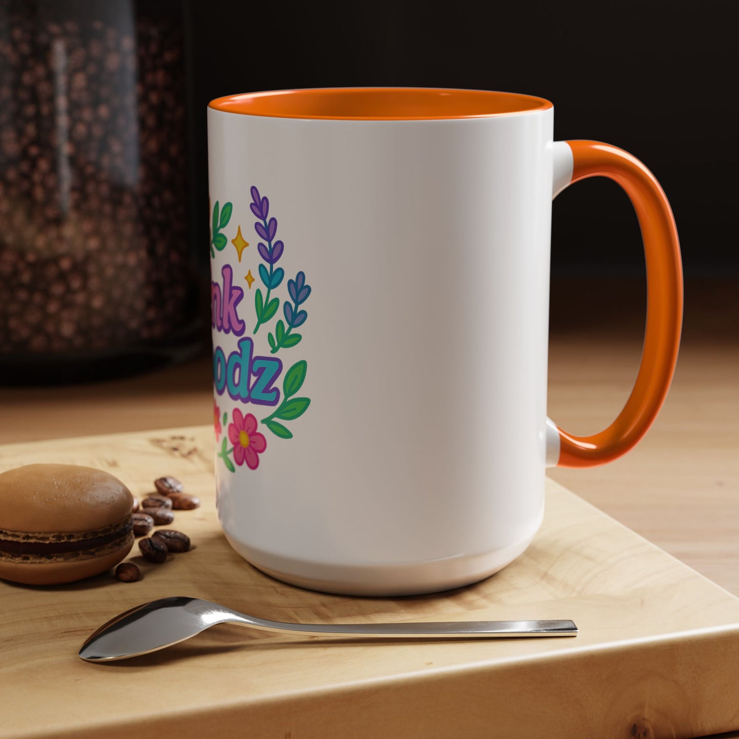 Colorful Pink Moodz Accent Coffee Mug – Cheerful Floral Design for Daily Inspiration