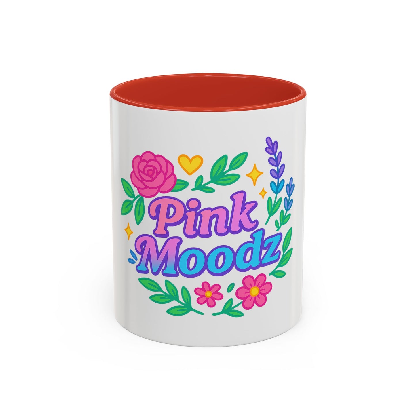 Colorful Pink Moodz Accent Coffee Mug – Cheerful Floral Design for Daily Inspiration