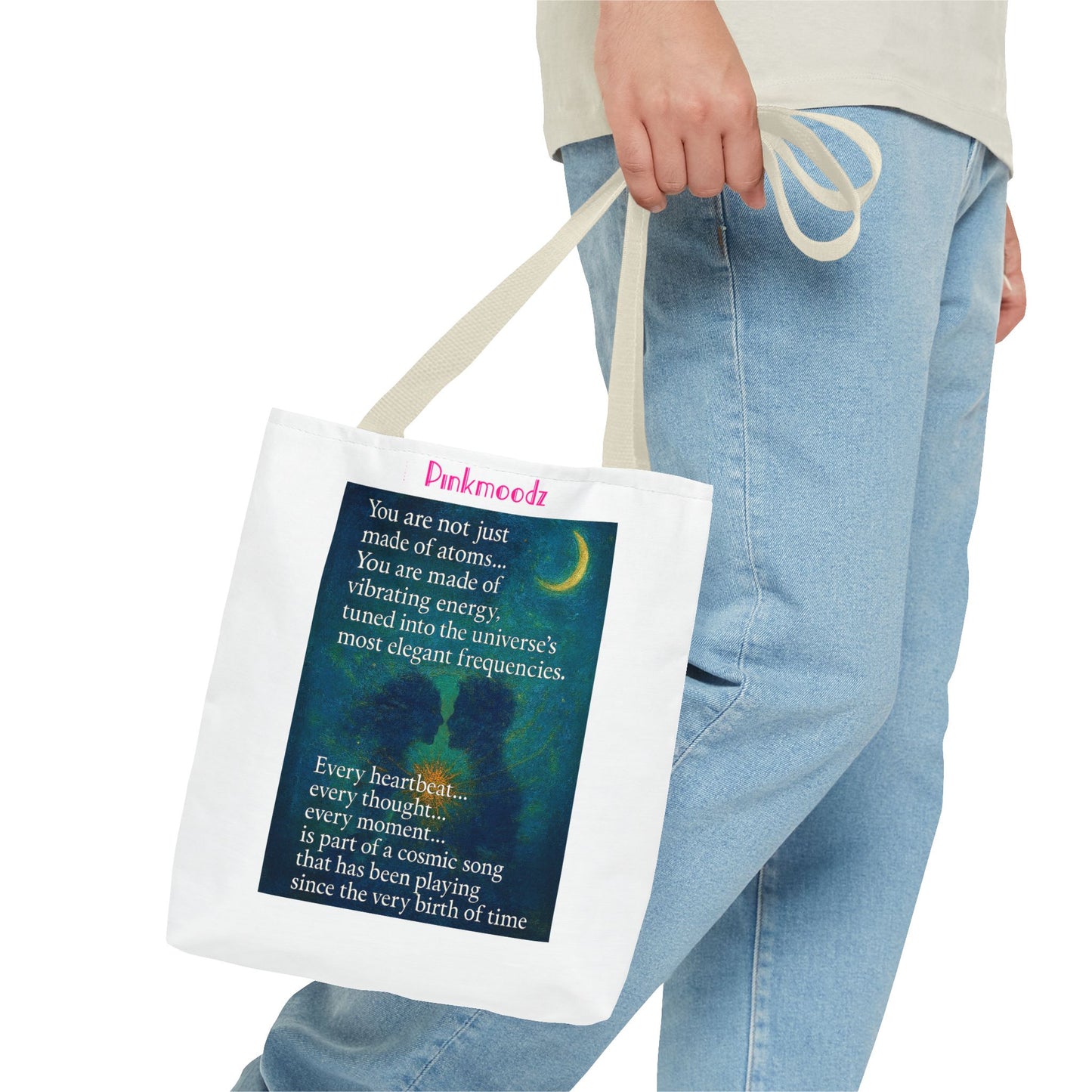 Cosmic Energy Tote Bag | Art Print Bag, Inspirational Gift, Eco-Friendly Reusable Tote, Affirmation Bag, Unique Shopping Tote