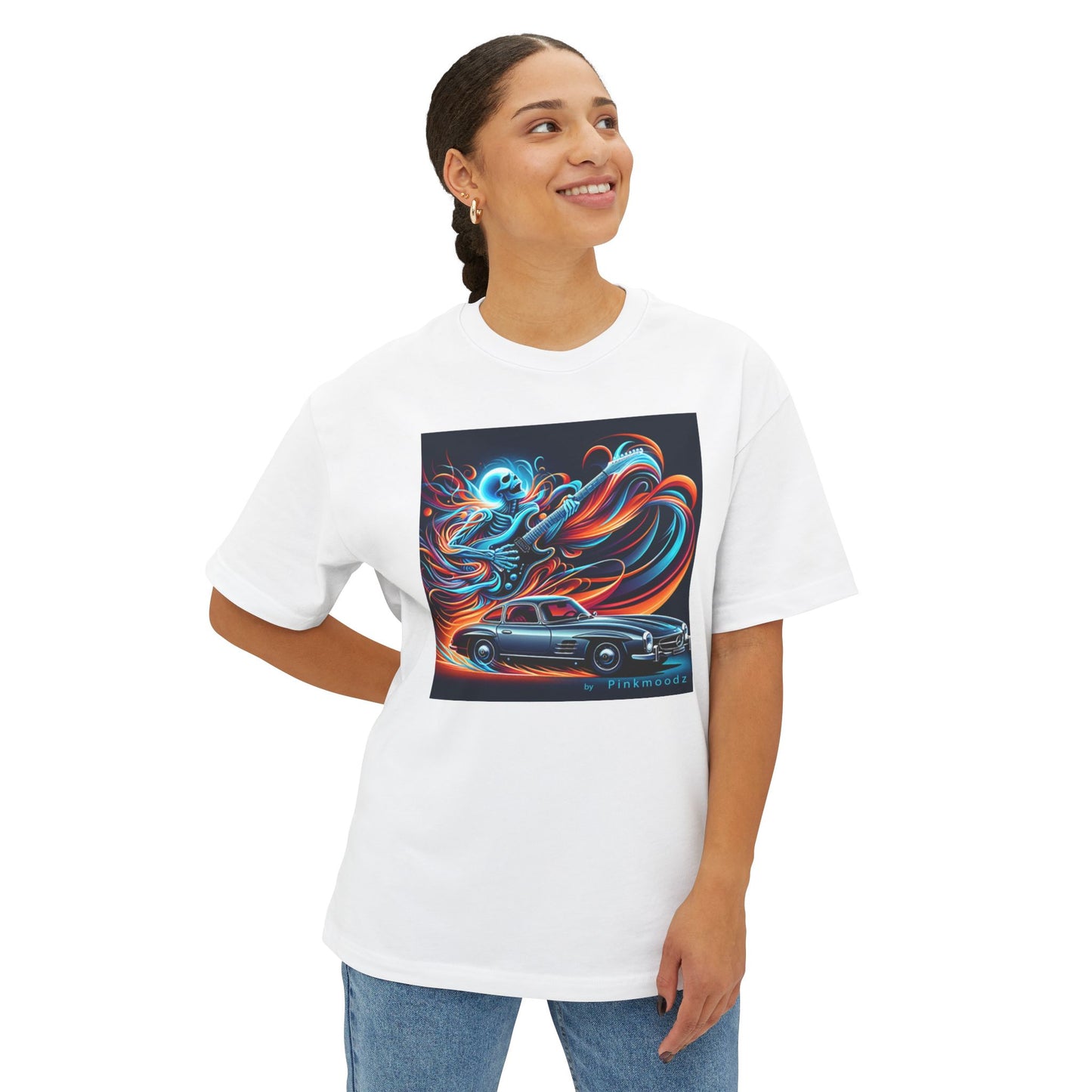 Retro Vibes Unisex Oversized Boxy Tee with Colorful Graphic Design