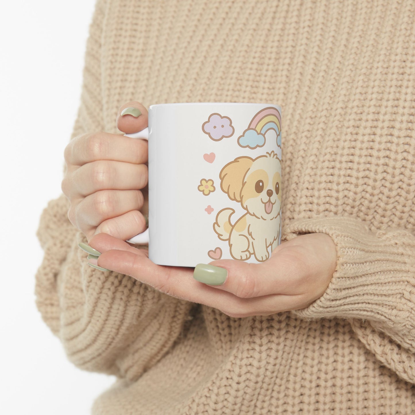 Cute Dog and Rainbow Ceramic Mug - Happy Animal Lover Cup - Perfect Gift for Pet Owners