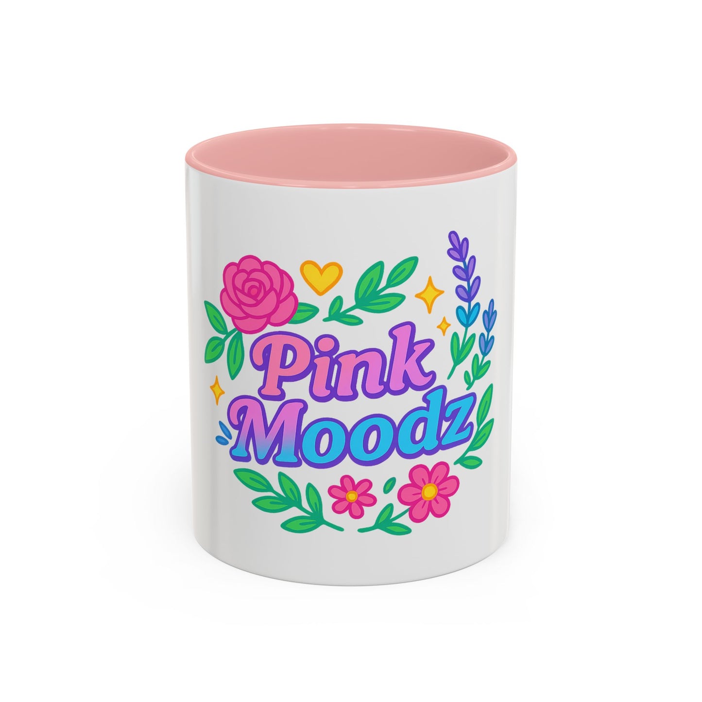 Colorful Pink Moodz Accent Coffee Mug – Cheerful Floral Design for Daily Inspiration