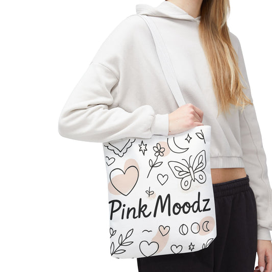 Whimsical Pink Moodz Tote Bag - Versatile Everyday Carryall for Artsy Souls